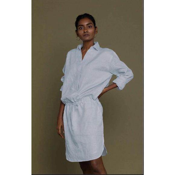 Reistor 100% Hemp Light Blue Tunic Dress M/L – Drawstring Waist, Sustainable - Picture 1 of 7